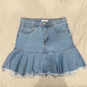denim ruffled skirt